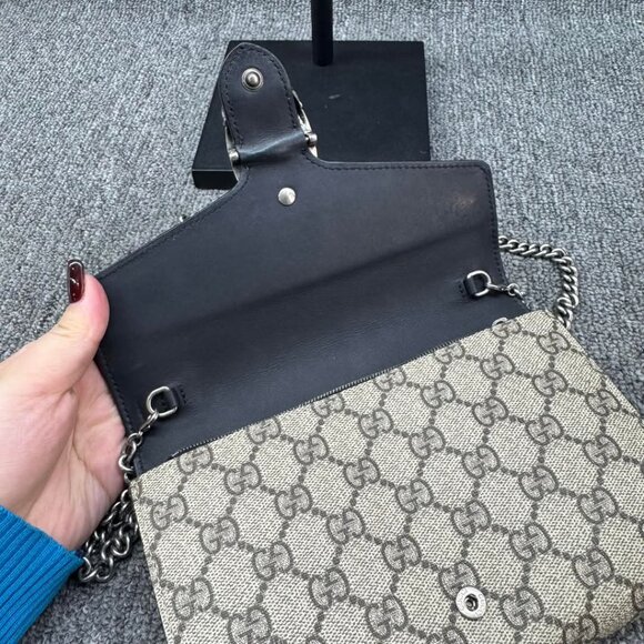 GUCCI Dionysus Chain Wallet Brown Canvas Shoulder Bag 699-011725 - Picture 9 of 16